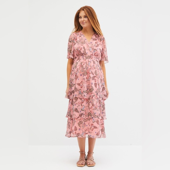 Jessica Simpson Dresses & Skirts - Jessica Simpson Paisley Tiered Midi Maternity Dress Size S